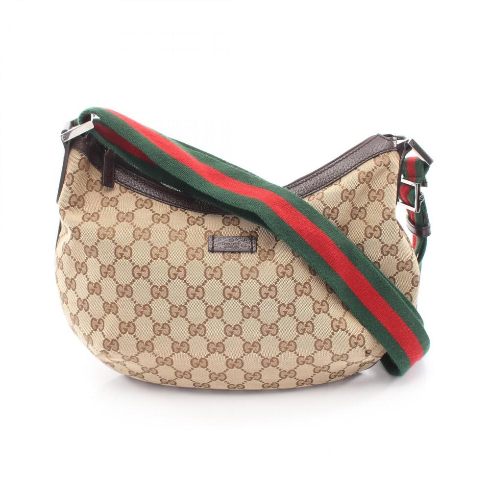 Gucci GG Canvas Web Half Moon Hobo shoulder bag web Brown